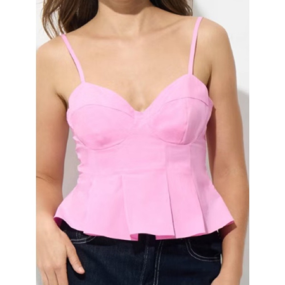 Wild Fable Pleated Poplin Corset Camisole Top Womens Large Pink Coquette Y2K New